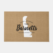 Delaware Family Monogram State Doormat