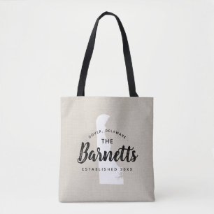Delaware Family Monogram State Tote Bag