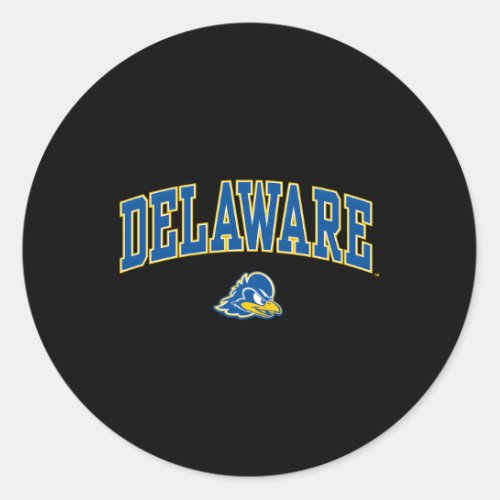 Delaware Fightin Blue Hens Arch Over Black Classic Round Sticker