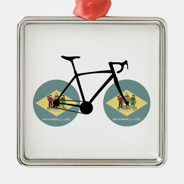 Delaware Flag Cycling Metal Ornament (Front)
