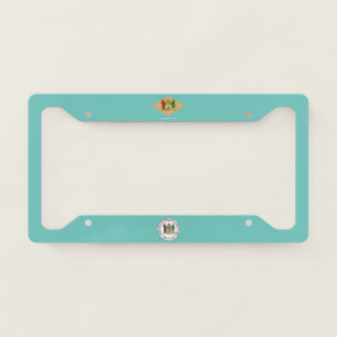 Delaware flag-seal license plate frame