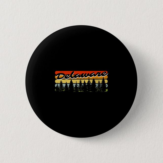 Delaware Forest Sunset Trees Cabin Theme Souvenir  Button (Front)