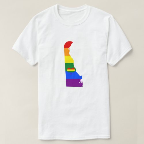 Delaware Gay Pride Rainbow Flag Heart GLBTQ Design T_Shirt