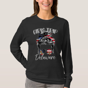 Delaware Girls Trip 2023 Messy Bun Summer USA Amer T-Shirt