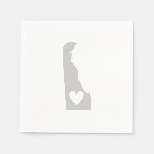 Delaware Gray Map Shape Heart Cutout Paper Party Napkins