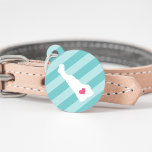 Delaware Heart Pet ID Tag<br><div class="desc">Let your furry friend show some home state pride with this cute Delaware ID tag. Design features a white silhouette map of the state of Delaware with a pink heart inside, on a tone on tone turquoise stripe background. Add your pet's name and contact information to the back in white...</div>