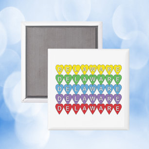 Delaware Hearts Colorful Pattern Magnet