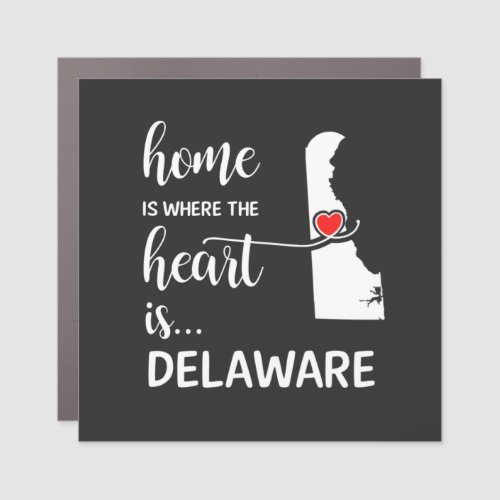 Delaware home is where the heart is car magnet
