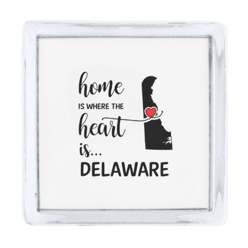 Delaware home is where the heart is silver finish lapel pin