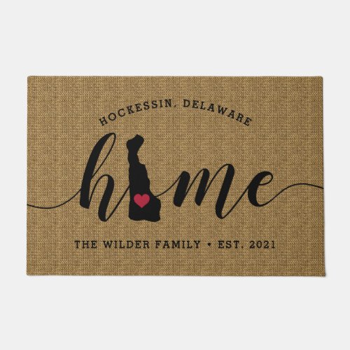 Delaware Home State Personalized Doormat