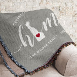 Delaware Home State Personalized Rustic Throw Blanket<br><div class="desc">Show some home state pride with this cute rustic grey throw blanket featuring "home" in white calligraphy script lettering with a silhouette map of the state of Delaware standing in for the letter "O." A red heart illustration inside the state map completes the design; you can change the position of...</div>