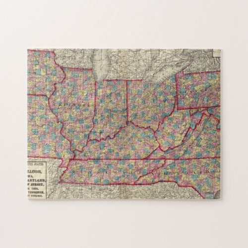 Delaware Illinois Indiana and Iowa Jigsaw Puzzle