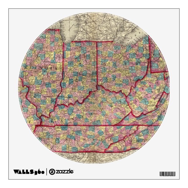 Delaware, Illinois, Indiana, and Iowa Wall Sticker (Front)