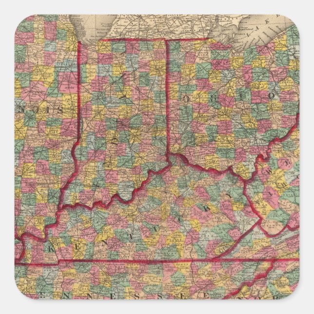 Delaware, Illinois, Indiana, Iowa North Carolina Square Sticker (Front)
