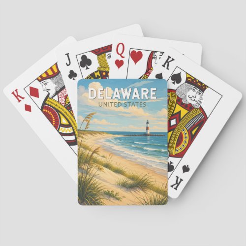 Delaware Illustration Travel Art Vintage Poker Cards