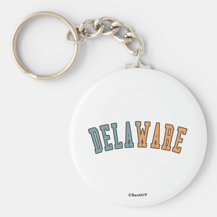 Delaware in State Flag Colors Keychain