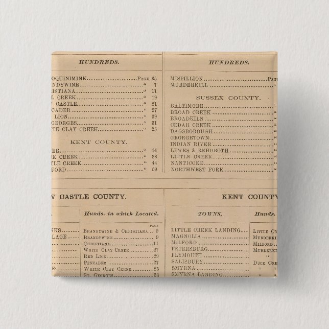 Delaware Index Pinback Button (Front)