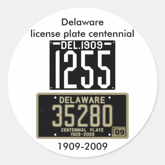 Delaware license plate centennial classic round sticker