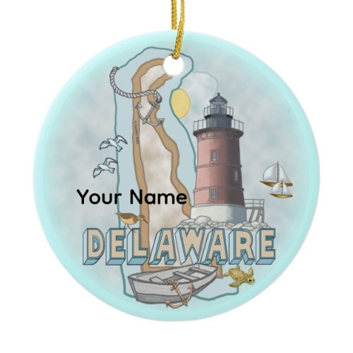 Delaware Lighthouse Ceramic Ornament