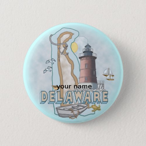 Delaware Lighthouse custom name pin button 