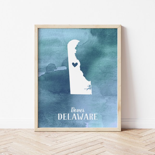 Delaware Map Blue Watercolor Personalized Art Poster (Creator Uploaded)