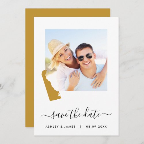 Delaware Map Photo Wedding Save the Date Card