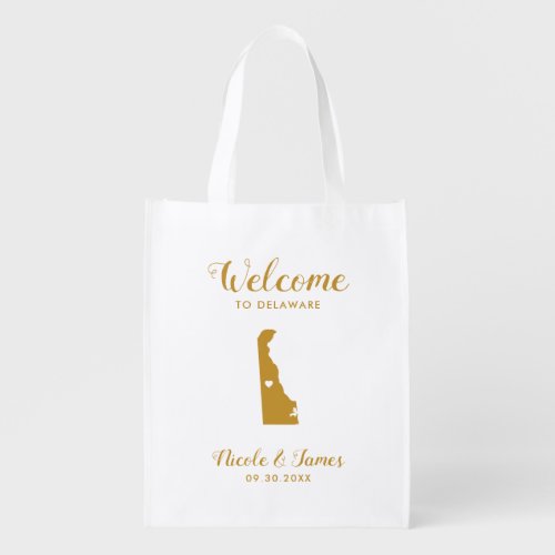 Delaware Map Wedding Welcome Bag Gold Tote Bag