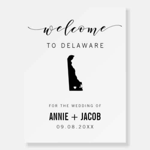 Delaware Map Wedding Welcome Sign Foam Board