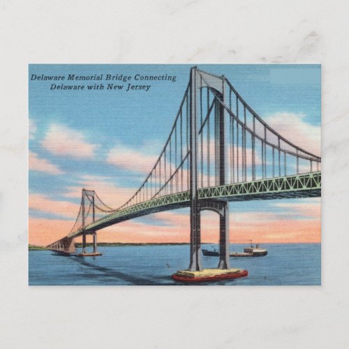 Delaware Memorial Bridge connecting New Jersey Postcard