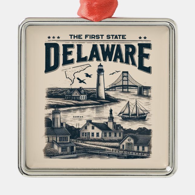 Delaware Metal Ornament (Front)