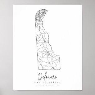 Delaware Minimal Street Map Poster