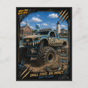 Delaware Monster Truck Off Road Art Postcard