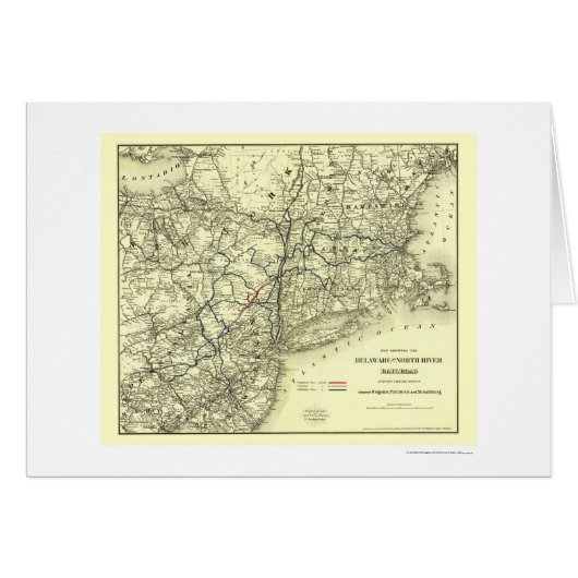 Delaware & North River Railroad Map 1890 Cards (Front Horizontal)