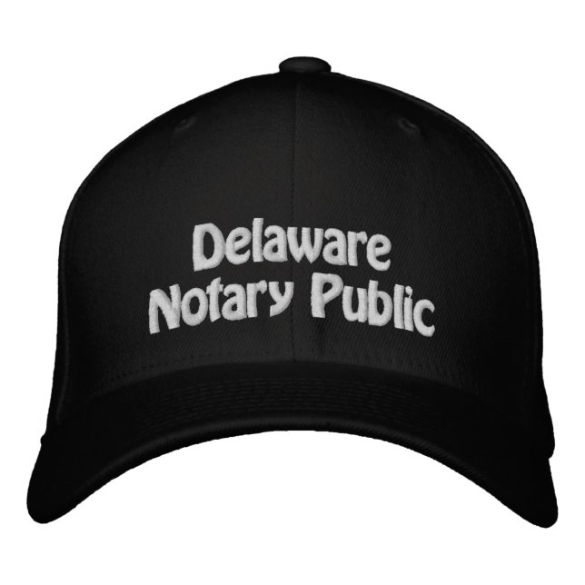 Delaware Notary Public Embroidered Baseball Cap (Front)