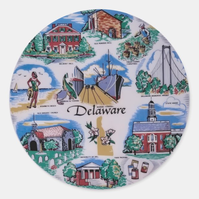 Delaware P Classic Round Sticker (Front)