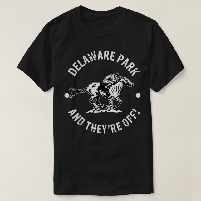 Delaware Park Racetrack Horse Racing Fan Equestria T-Shirt (Design Front)