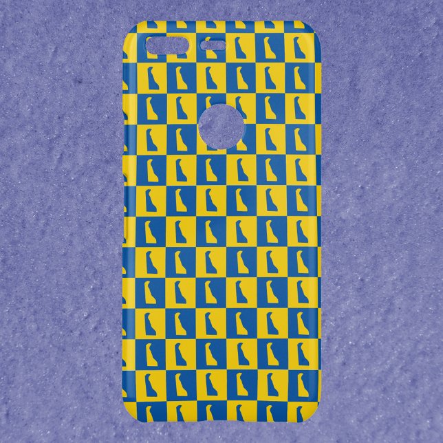 Delaware Pop Art Blue Gold Pattern Uncommon Google Pixel Case (A phone case with a blue and gold pattern of Delaware.)