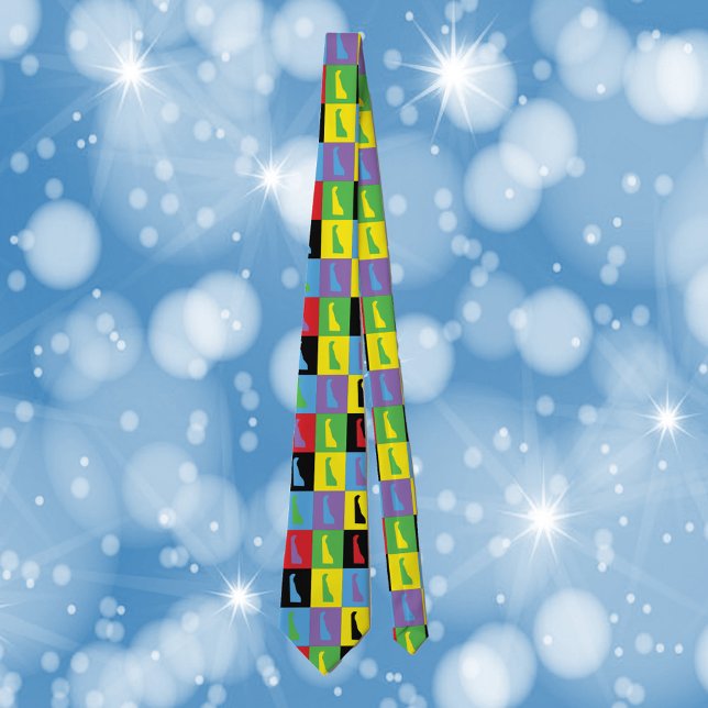Delaware Pop Art Pattern Neck Tie (A fun tie with a pop art pattern featuring the US State of Delaware)