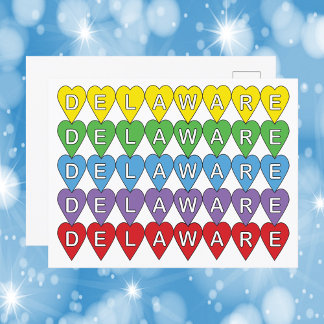 Delaware Rainbow Hearts Postcard