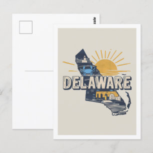 Delaware Retro Travel Design Iconic US States Postcard