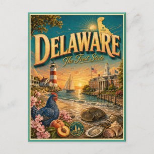 Delaware Retro Travel Souvenir Postcard