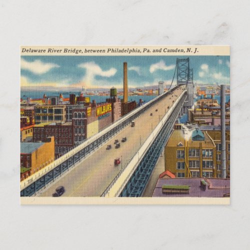 Delaware River Bridge PA and NJ Postcard