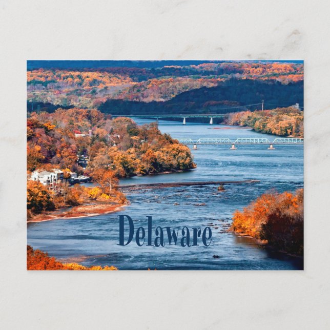 Delaware River Fall Leaves Postcard (Front)