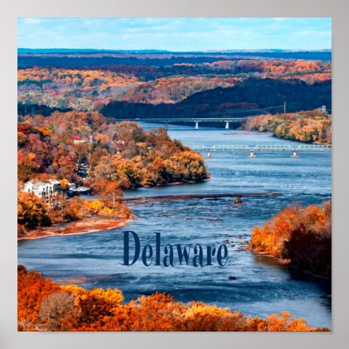 Delaware River Fall Leaves Poster