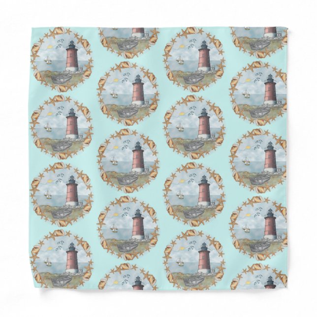 Delaware Shells Lighthouse Bandana (Front)