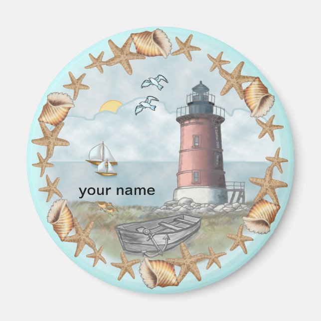 Delaware Shells Lighthouse  magnet (Front)