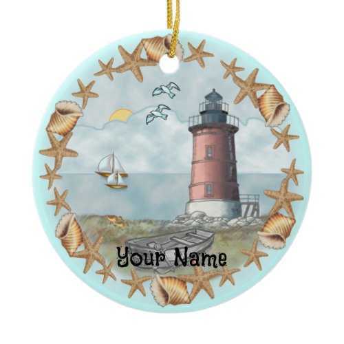 Delaware Shells Lighthouse  Ornament