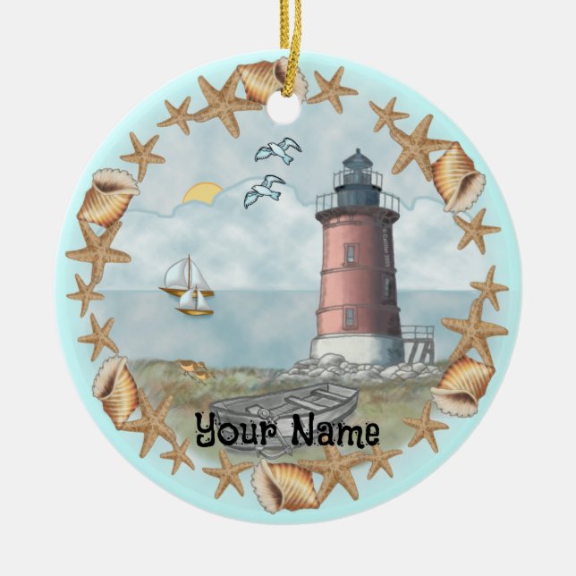 Delaware Shells Lighthouse  Ornament (Front)