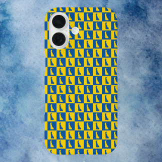 Delaware silhouette pattern blue gold iPhone 16 Case
