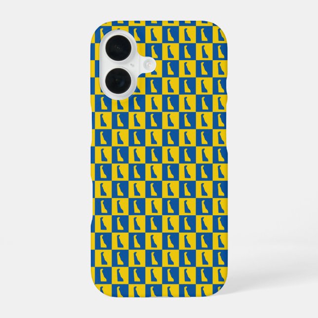  Delaware silhouette pattern blue gold Iphone Case (Back)